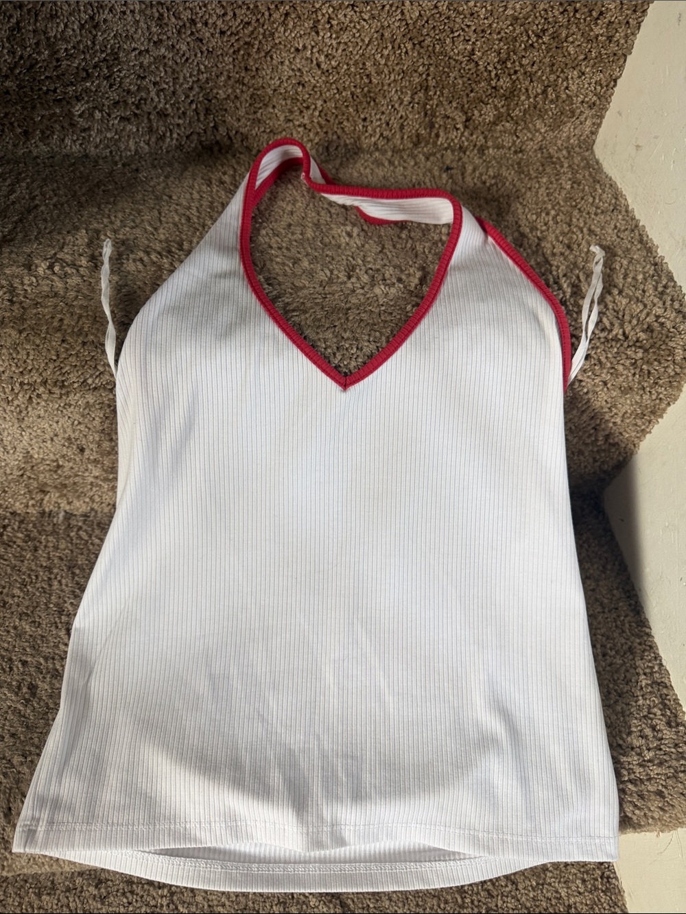 American Eagle Outfitters White Halter Tank with Pink Trim